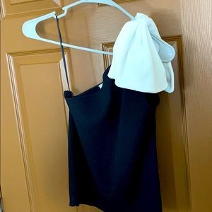 One shoulder bow embellished sweater top